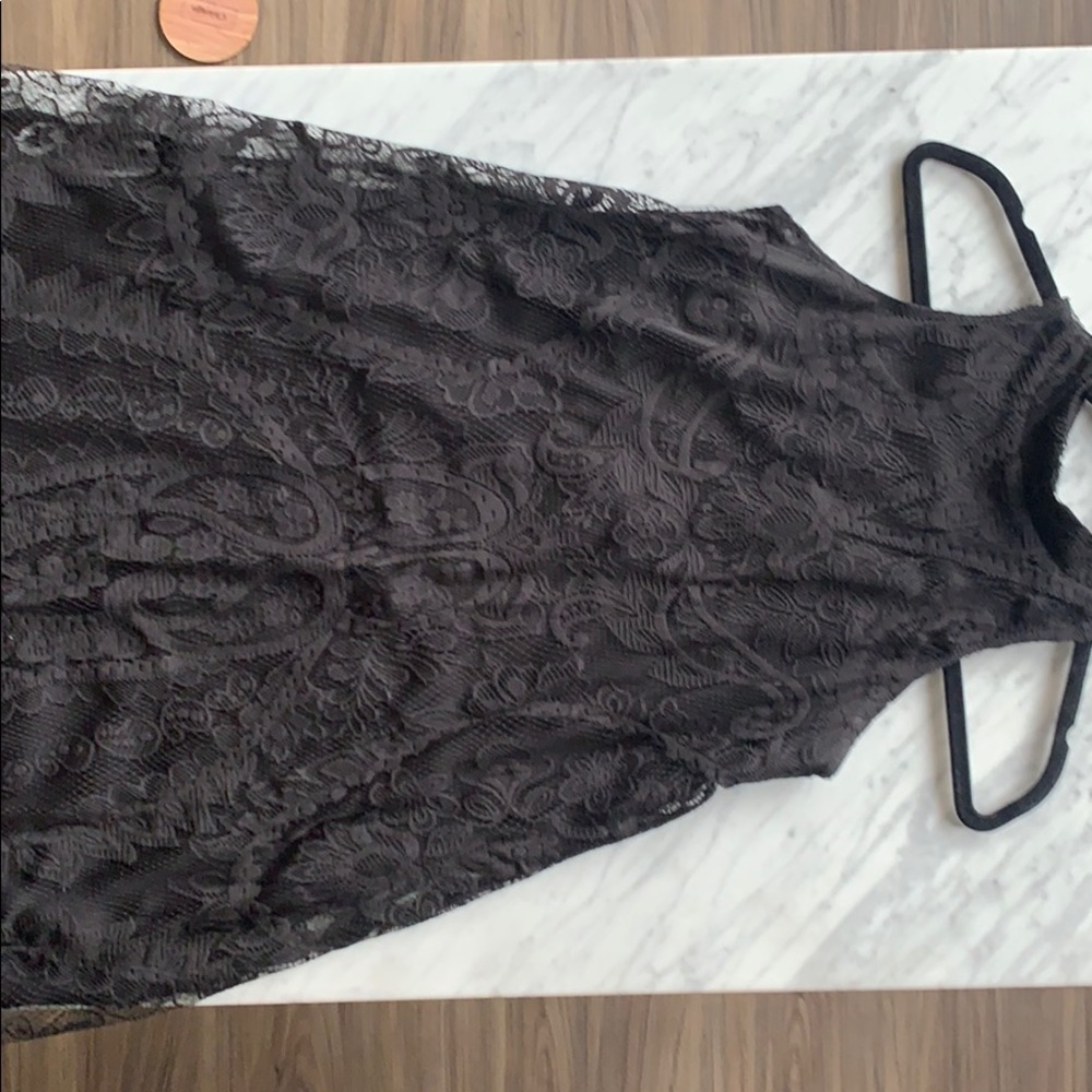 Mock neck lace dress